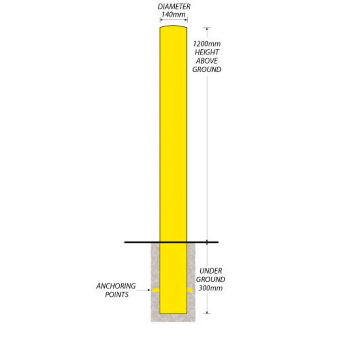 140MM STEEL INGROUND ROUND BOLLARD - Image 2