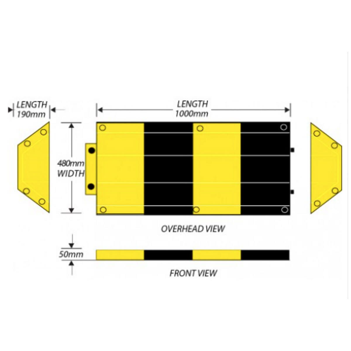 50MM HEAVY DUTY RUBBER SPEED HUMP YELLOW BODY SECTION - Image 2