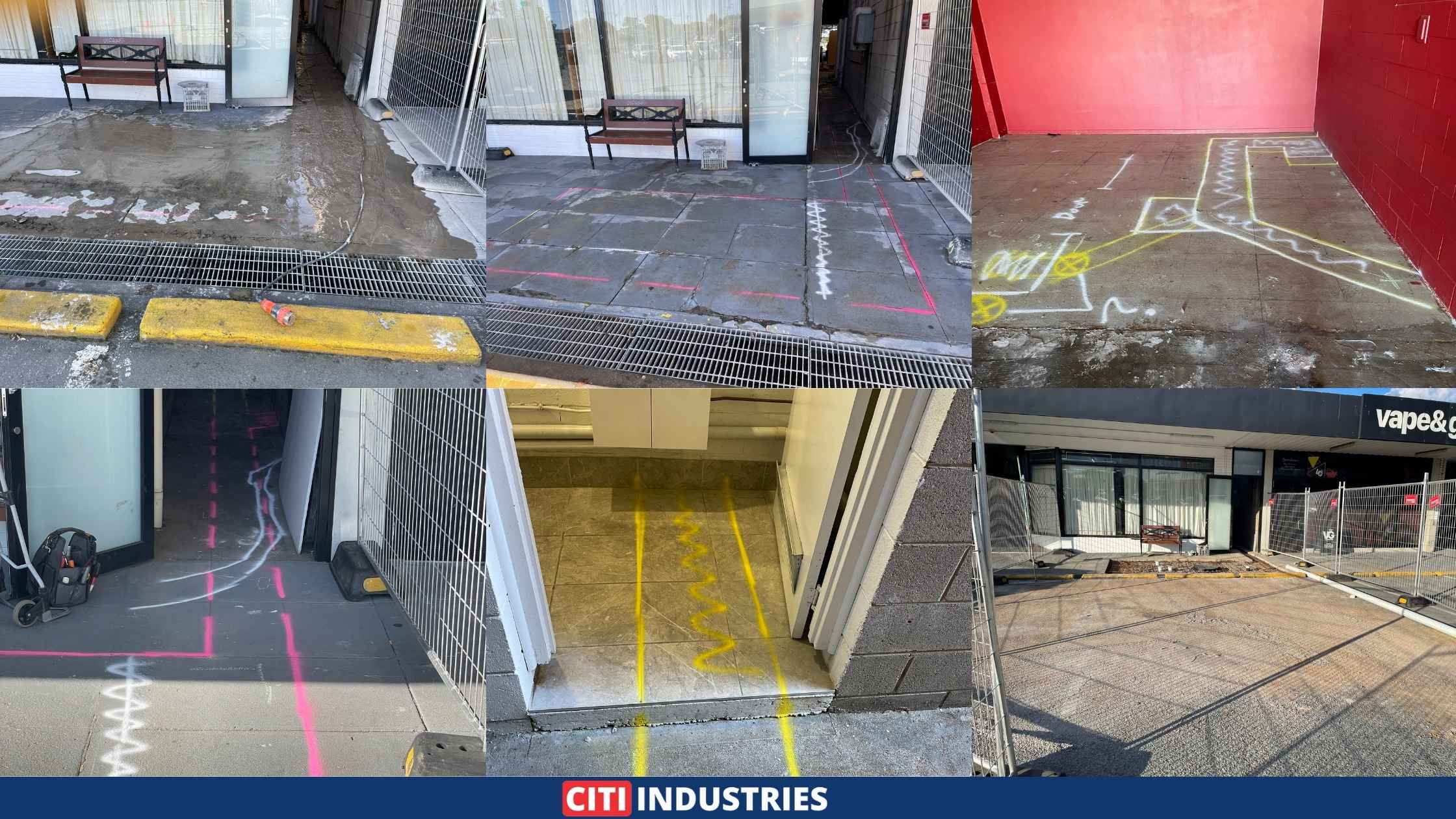 Surface markings and layout planning prior to grease trap installation in Acacia Ridge commercial space.