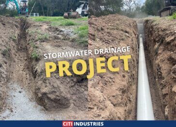 Excavation and pipe installation for stormwater drainage project in Coalfalls, QLD by Citi Industries.