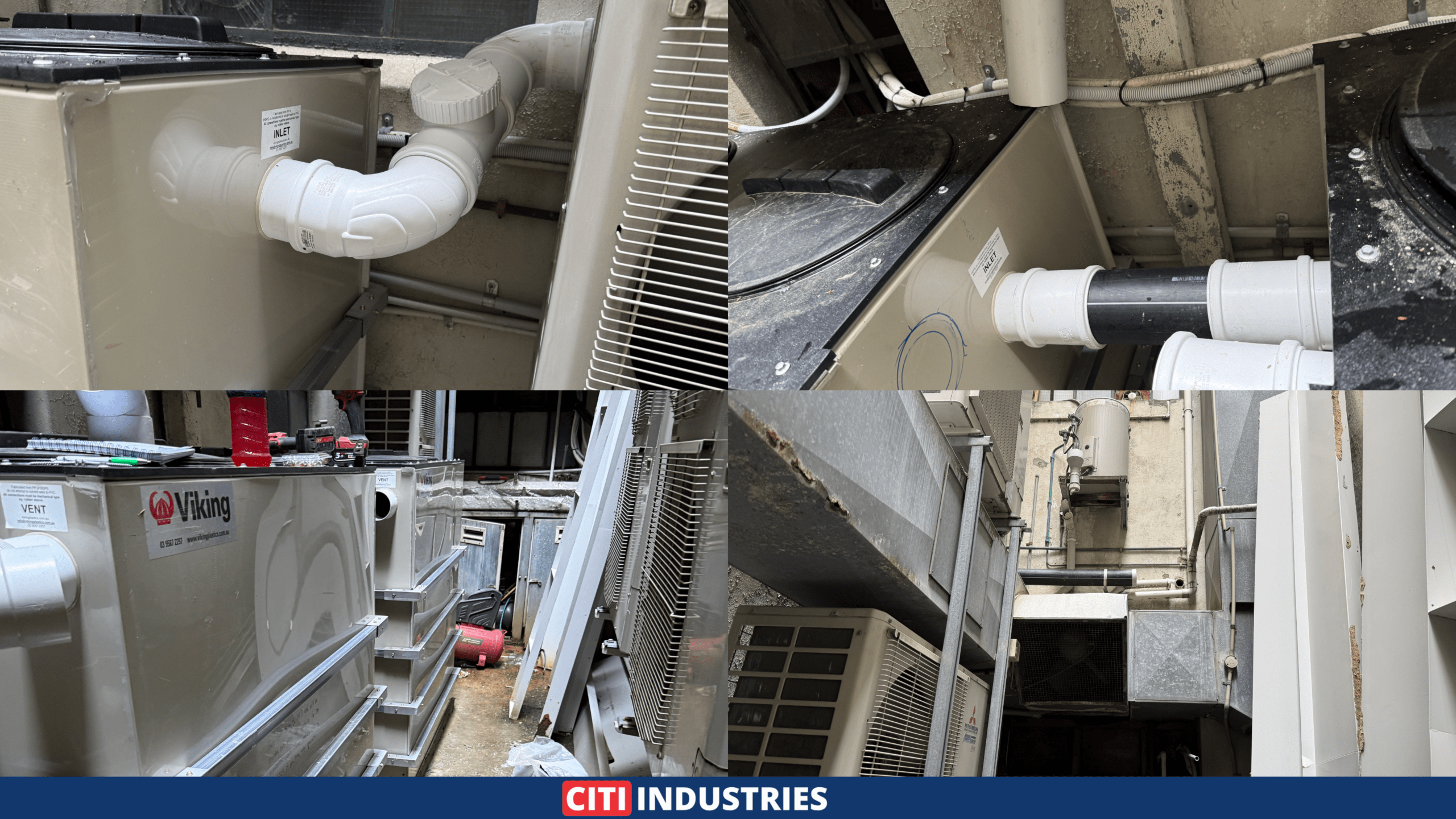 Completed above ground grease trap installation in a Brisbane City CBD tenancy
