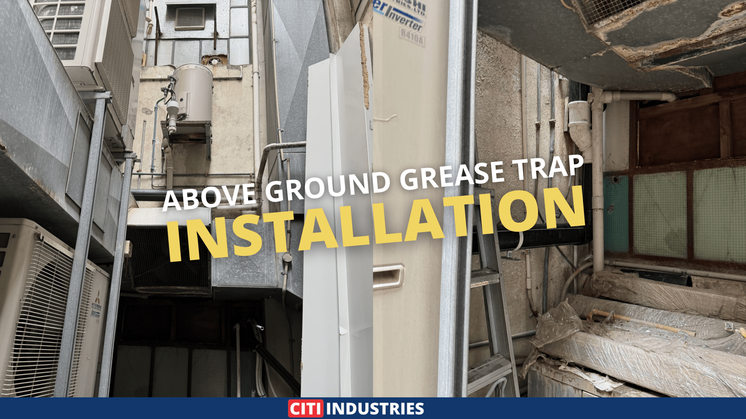 Above ground grease trap installation project in a Brisbane City CBD building