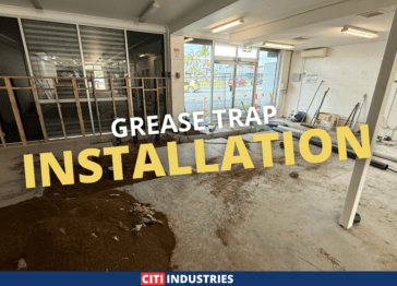 Interior of a commercial property before grease trap installation in Marsden, QLD, prepared for excavation and plumbing works.